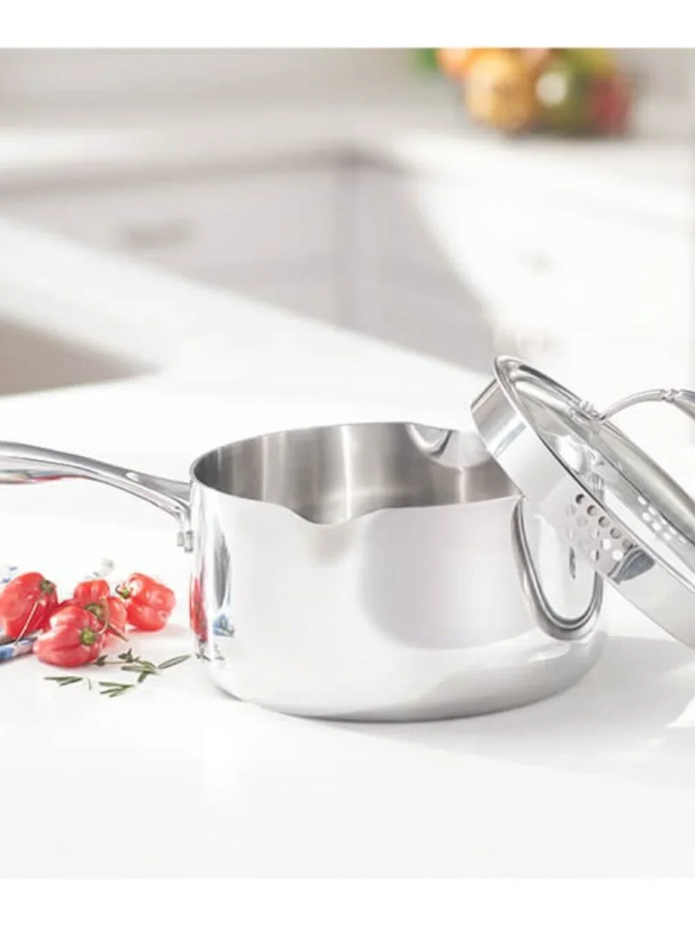 Princess Heritage® Tri-Ply Stainless Steel 3-Qt. Straining Saucepan 5755